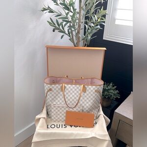 👜 Louis Vuitton Neverfull Damier Azur GM Rose Ballerine Pink 👜